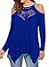 MIHOLL Women's Casual Tops Lace Off Shoulder Long Sleeve Loose Blouse Shirts (Medium, Royal Blue)