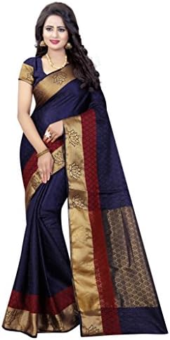 Eleglancekey Emboss Tussar Silk Woven & Zari Border Women's Saree with Unstitched Blouse Piece