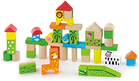 Viga Original Educational Toy 50 Pcs Solid Wooden Colorful Block Eco Friendly &amp; Safety for Ages 2 Years and Up