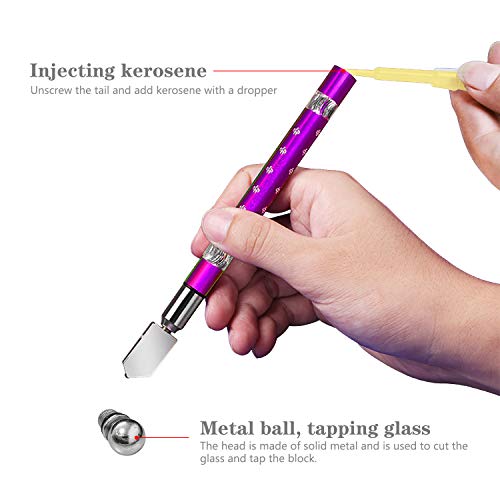 2 Pieces 4-15 mm Heavy Duty Glass Cutter with Oil Dropper, Glass Cutting Carbide Tip Cutter Tool for Thick Glass, Tiles, Glass Art, Mirror