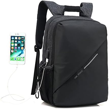 SAMI STUDIO Laptop Backpack Business Computer Bag with USB Charging Port Fits 15 15.6 inch Laptop / Notebook black
