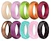 Founvar Silicone Wedding Ring for Women 10 Pack 5.5mm Wide & Glitter Womens Rubber Wedding Ring Bands Size 5 6 7 8 9