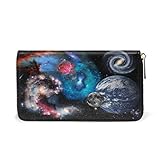 Cosmic Zipper Purses Passport Card Case Holder Leather Clutch Wallet And Handbag