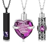MTLEE 3 Pieces Cremation Urn Necklace for Ashes