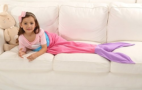 Ibestuff Luxury Mermaid Tail Blanket Soft Polar Fleece Children Sleeping Bags Gift for Kids(Pink)