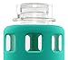 Ello Pure Glass Water Bottle with Silicone Sleeve, 20 oz, Teal Squares