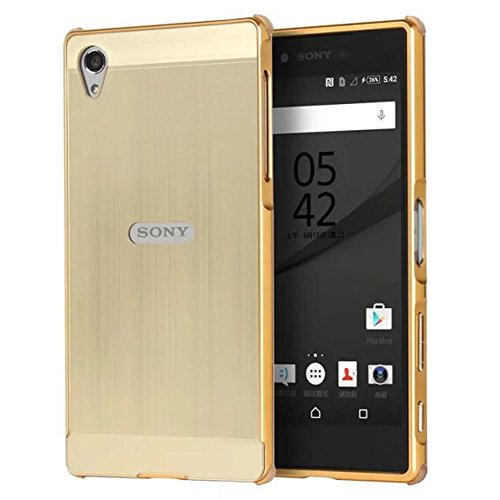 Sony Xperia Z5 Premium Case, Ranyi [Brushed Metal Series] Luxury Aluminum Metal Bumper Frame Detachable + Smooth Brushed Hard Back Cover [Slim & Thin] Case for 5.5" Sony Xperia Z5 Premium, gold