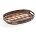 Wooden Serving Tray - Oval Acacia Wood Decorative Tray with Handles for Parties and Breakfast in Bed or on Ottomans - 17 x 11.75 x 2 Inches