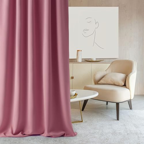 ROOM99 Aura Ruffled Ribbon Curtains, 140 x 230 cm, Width x Height, Modern Curtain for Living Room, Bedroom, Pink, 1 Piece