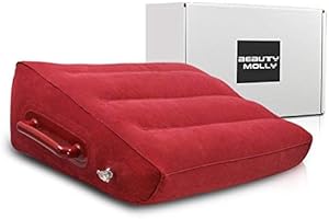Beauty Molly Wedge Shape Inflatable Pillow Portable Pack Sack with Handles Compressible Travel Pillow for Camping, Backpacking, Office, Road Trips, Home, Red
