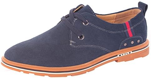 Runday Men's Spring Round Toe Lace Up Casual Breathable Suede Fashion Oxfords(9 D(M)US,blue) (9 D(M) US, Blue)