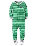 Carters Baby Boys Snug Fit Cotton Footie Pajamas (4T, Green Stripe Football)