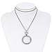Zhenhui Vintage Ornate Magnifying Glass Long Pendant Necklace 26'' (Antique Silver)