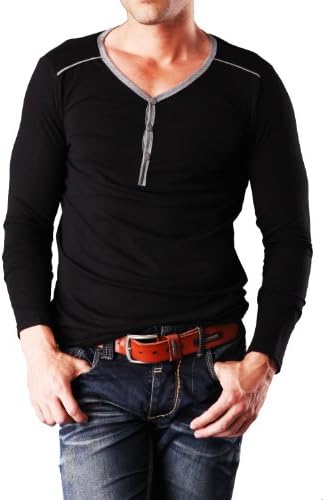 99extra Shirt, Men's 2 Color Cotton Skinny Henley Shirt