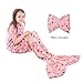 Catalonia Kids Mermaid Tail Blanket Pillow Cushion,Super Soft Coral Plush Fleece Mermaids Gift Snuggle Sleeping Bag for Girls Teens Children 60 x 21 Pink