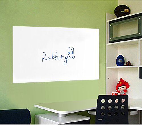 Rabbitgoo Self-Adhesive Wall Sticker Wall Paper Whiteboard Sticker Chalkboard Contact Paper (White) 17.7 by 78.7 Inches with 1 Marker Pen for School/ Office/ Home ï¼ˆfor Water-based Marker Penï¼‰