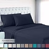 Premium Flat Sheet - Luxurious & Soft King Size Linen Flat Navy Blue Sheets - Hotel Quality Brushed Microfiber (Single) Flat Bed Sheet Hypoallergenic Bedroom Essentials By Empyrean Bedding