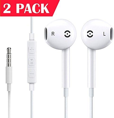 Earphones, [2 Pack] iPhone Earbuds Stereo Earphones with Microphone Headphones with Mic and Remote Control for Apple iPhone 6s 6 Plus 5s 5 5c SE 4 4s