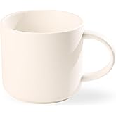 GALUCKSY Stackable Coffee Mug,14 OZ Ceramic Coffee Cup with Heat-insulated Handle, Tea Cup for Cappuccino, Latte and Matcha, Suitable for Adults and Children, Microwave&Dishwasher Safe, White