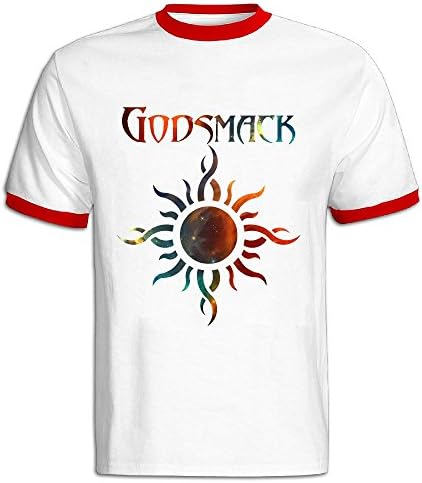 TIKE Men's The Godsmack IV Band Short Sleeve Ringer Tshirt Color Red Size L
