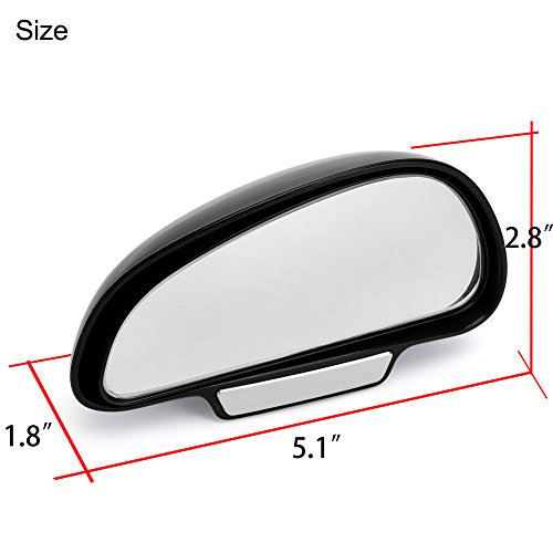 YASOKO Adjustable 360 Degree Rotation Wide Angle Side Rear Mirrors Blind Spot Snap Way Rearview Mirror Universal (Left, Black)