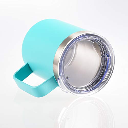 12oz Stainless Steel Insulated Coffee Mug with Handle, Double Wall Vacuum Tumbler Cup with Lid, Mint, 1 Pack