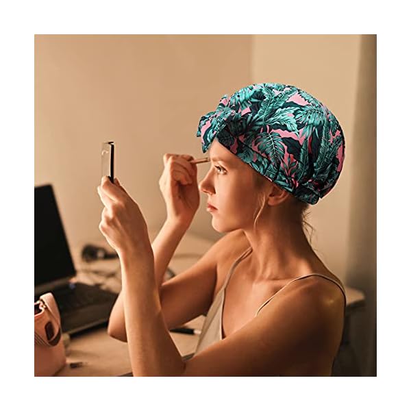 2 Pieces Shower Caps Waterproof Bowknot Bathing Caps Reusable Shower Hats Multi-functional Shower Hair Caps for Women…