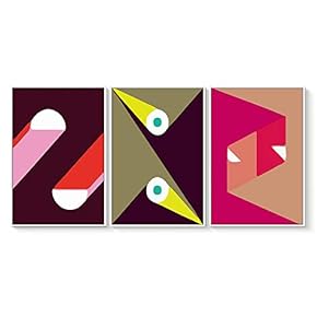 3 Piece Floating Framed Canvas Wall Art for Living Room, Bedroom The Geometry Canvas Prints for Home Decoration Ready to Hang - 16"x24"x3 Panels