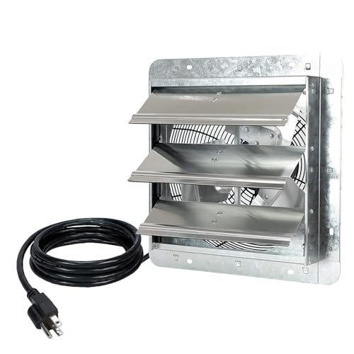 iLIVING ILG8SF12V 12 Wandmontierter Abluftventilator Automatischer Verschluss Lüfter mit variabler Geschwindigkeit - 960 CFM 1400 (Netzkabel nicht im