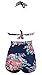 COCOSHIP Red Pink & Navy Blue Antigua Floral Halter High Waisted Two Piece Bikini Gorgeously Dressed Vintage Bathing Suit L(FBA)