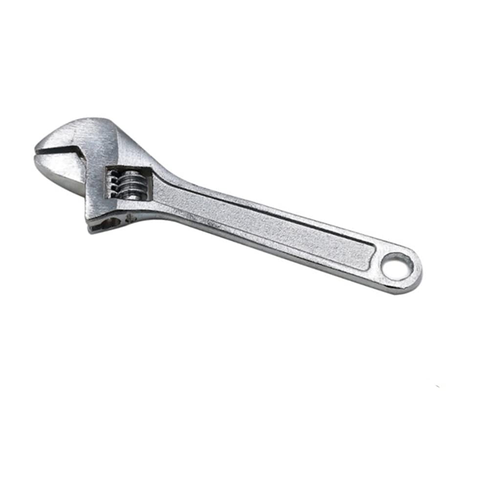 TOOLSTAR Mini Wrench，4inch/100mm Silver Mini Metal Adjustable Wrench Spanner Hand Jaw Wrench Hand Tool