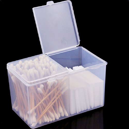 Fityle 2 Slot Clear Plastic Makeup Organizer Case Cosmetic Storage Box Jars for Cotton Ball Swap Makeup Pads Nail Wipes Dustproof - Thumbnail 3