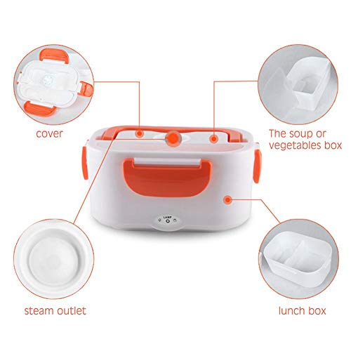 vanpower Portable Electric Heating Lunch Box Food Heater Rice Container (110V Orange - Thumbnail 5