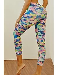 Pantalones de yoga para dama, estampado de niebla, 7 8 Leggings, cintura alta, control de barriga oculto