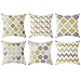 Top Finel Square Decorative Throw Pillow Covers Soft Microfiber Outdoor Cushion Covers 18 x 18 for Couch Sofa Bedroom, Set of 6, Grey & Yellow