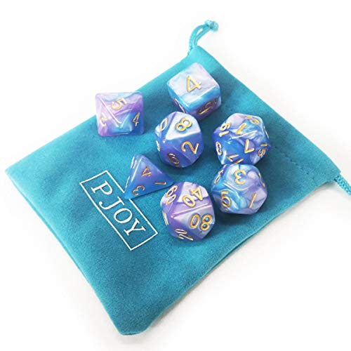 PJOY DND Dice Set Polyhedral D&D Dragon Dice for Dungeons and Dragons Pathfinder Shadowrun Role Playing Games (Baby Blue Purple) - Thumbnail 6