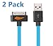 Yellowknife Apple MFI Certified Charging and Sync Cable, 3.2 Feet/1M (2 Pieces) with Mini Stylus (1 Piece) - Blue/Green