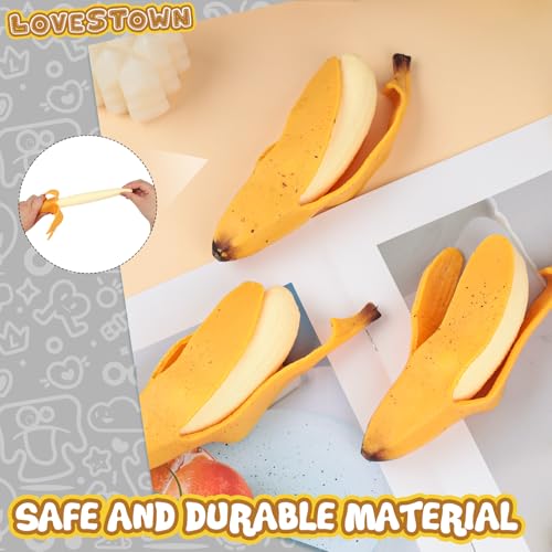 LovesTown Banana Squeeze Toy, Banana Scented Stress Toy Artificial Banana Fruit Fidget Sensory Toy Birthday Novelty for Kids Adults