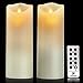 Battery Candles, Flickering Flameless Candles Set of 2 x 7 Battery Operated Candles Real Wax Pillar with Remote Timer By Comenzar