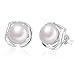 J.Rosée Chic Women Sterling Silver White Freshwater Cultured Pearl Love Heart Stud Earrings