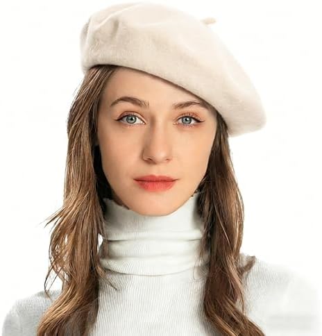 Women\'s Classic French Wool Beret Pearl & Rhinestone Embellishment Hat Coffee Classic French Wool Beret with Pearl & Rhinestone  main image 4