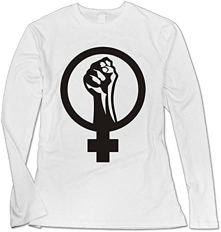 Pipiku Girl Power Feminist Symbol Women's Long Sleeve T-Shirt S White