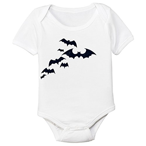 Flying Bats Halloween Organic Cotton Baby Bodysuit (3-6M)