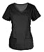 G Med Women's Ultra Soft Top & Pants Fashion Scrub Set(SET-MED,BLK-L)