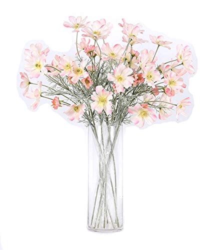 Artfen 6 Pcs Artificial Calliopsis Flowers Fake Silk Flower Table Kitchen Home Garden Party Wedding Decoration Approx 24'' High Watercolor Pink No Vase
