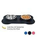 Small Dog Bowls Set of 2 Stainless Steel Bowls with Non-Skid & No Spill Silicone Black Stand for Small Dogs Cats Puppy & Collapsible Travel Pet Bowl