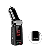 Upgrade Bluetooth FM Transmitter, TUPELO In-Car Bluetooth Receiver, FM Radio Stereo Adapter, Car MP3 Player with Bluetooth Handsfree Calling and Dual Two-Way Plus USB Port and TF port