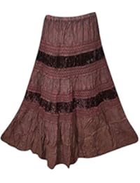Woman's Maxi Skirt Velvet Touch Rayon A-line Halloween Skirts S