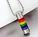 Moluss Enamel Pride Rainbow Stainless Steel Cylinder Gay Lesbian LGBT Jewelry Pendant Necklace