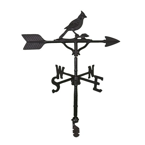 Montague Metal Products 32-Inch Weathervane with Satin Black Cardinal Ornament